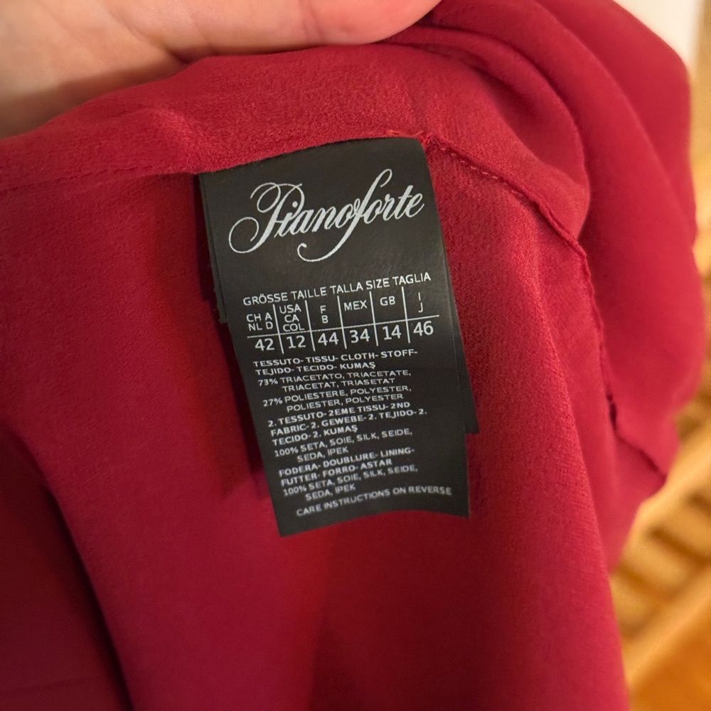 MaxMara Pianoforte Deep Red Boat Neck Cap Sleeve Silk Midi Dress 12 - Picture 6 of 7